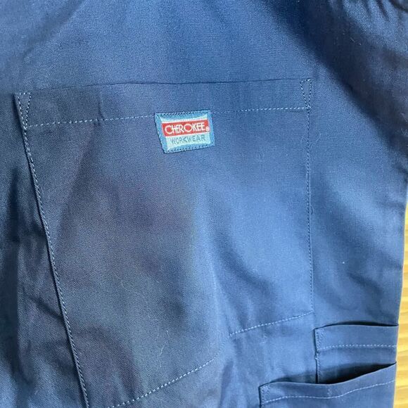 NWT Cherokee Scrub Pants Unisex Fit SMALL Navy Blue Pull On Drawstring Medical - Picture 7 of 9